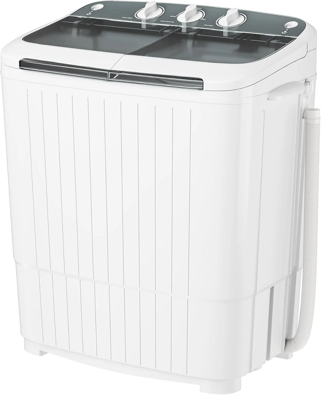 INTERGREAT Portable Washing Machine with Longer Hose, 16lbs Twin Tub Washer Mini Compact Laundry Washing Machine with Drain Pump, Semi-automatic Washer Combo for Dorms, Apartments, Blue