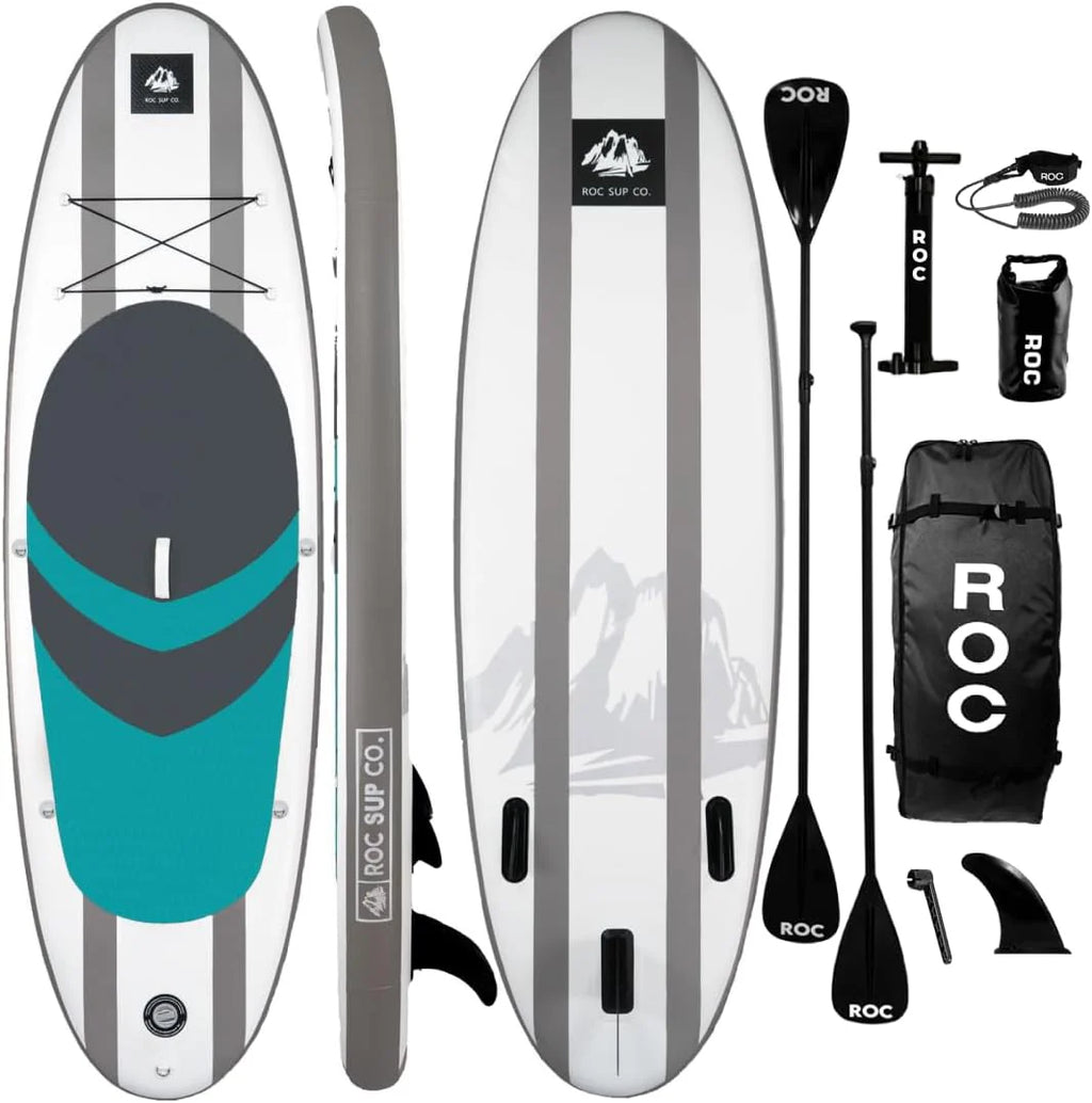 Roc Inflatable Stand Up Paddle Board with Premium SUP Paddle Board Accessories, Wide Stable Design