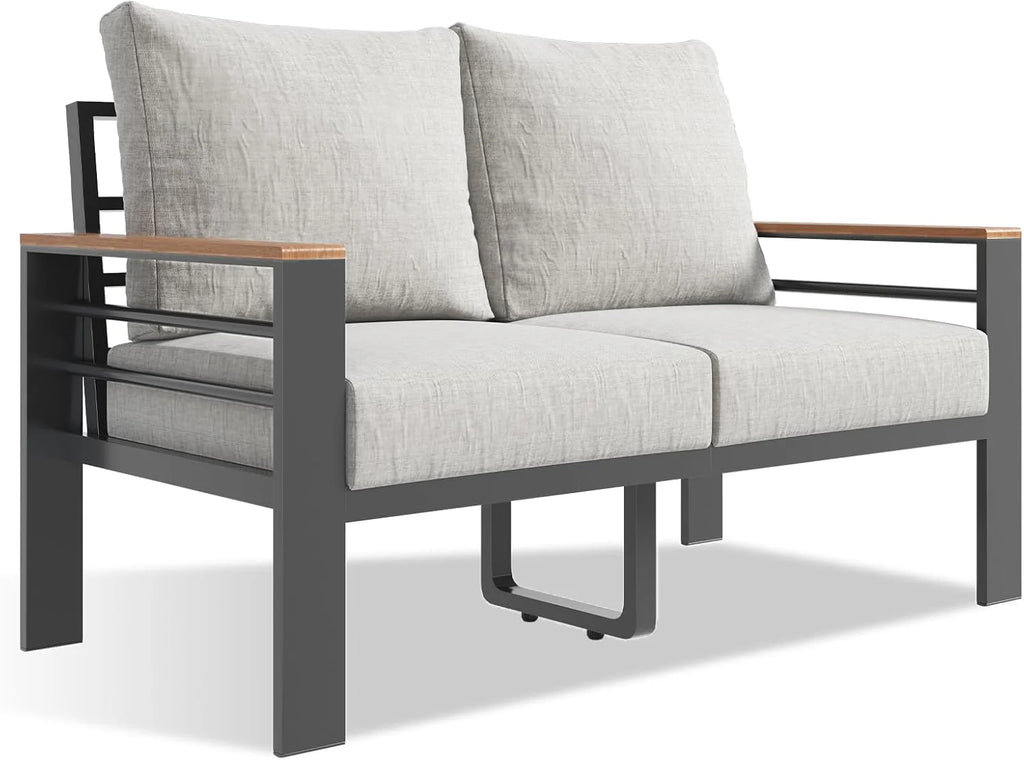 Aoxun Aluminum Patio Furniture Set 7 Seats, Oversized Outdoor Sectional with Washable Thick Cushions, Coffee Table and Waterproof Cover, Patio Conversation Sets for Porch, Balcony, Deck