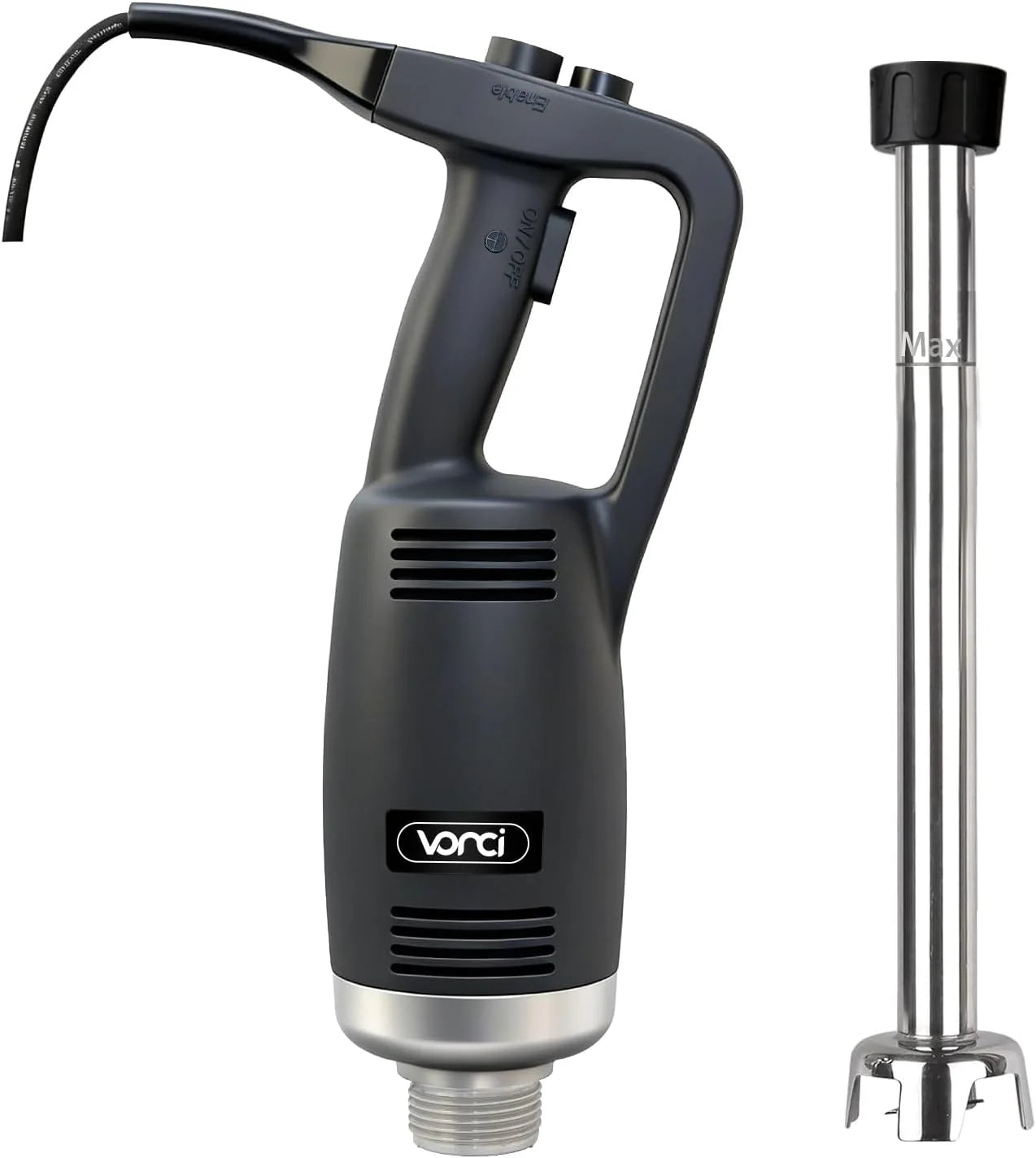 VONCI 500W Commercial Immersion Blender, 16 SUS 304 Removable Shaft, Heavy Duty Power Hand Mixer with Variable Speed 6000-20000RPM, Professional Electric Stick Blender for Restaurant Kitchen Use.