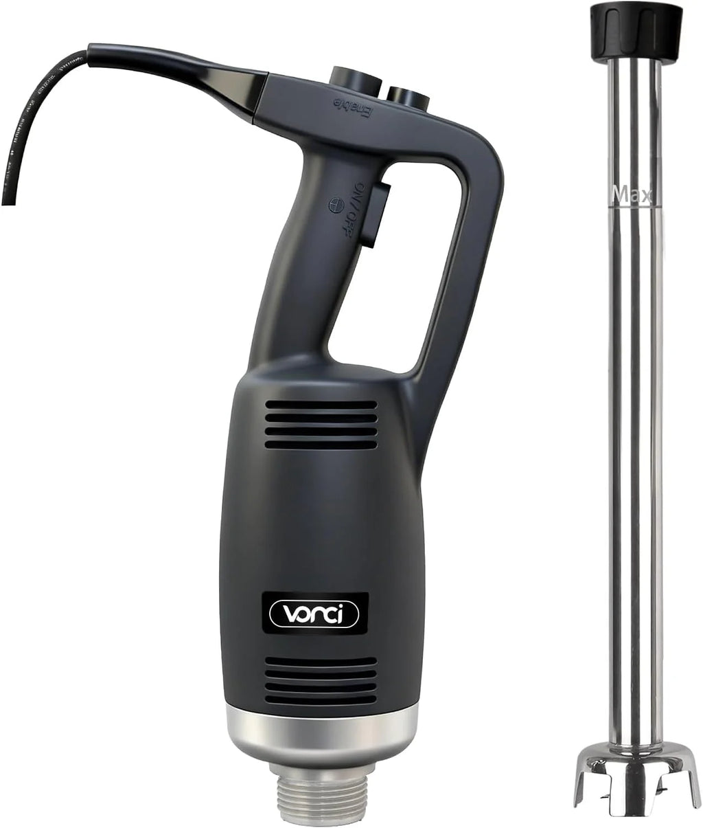 VONCI 500W Commercial Immersion Blender, 16 SUS 304 Removable Shaft, Heavy Duty Power Hand Mixer with Variable Speed 6000-20000RPM, Professional Electric Stick Blender for Restaurant Kitchen Use.