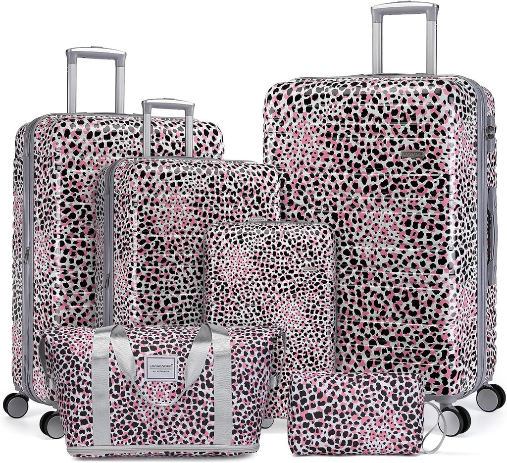 6-piece luggage set, expandable hardshell suitcase set with spinner wheels, lightweight rolling luggage set