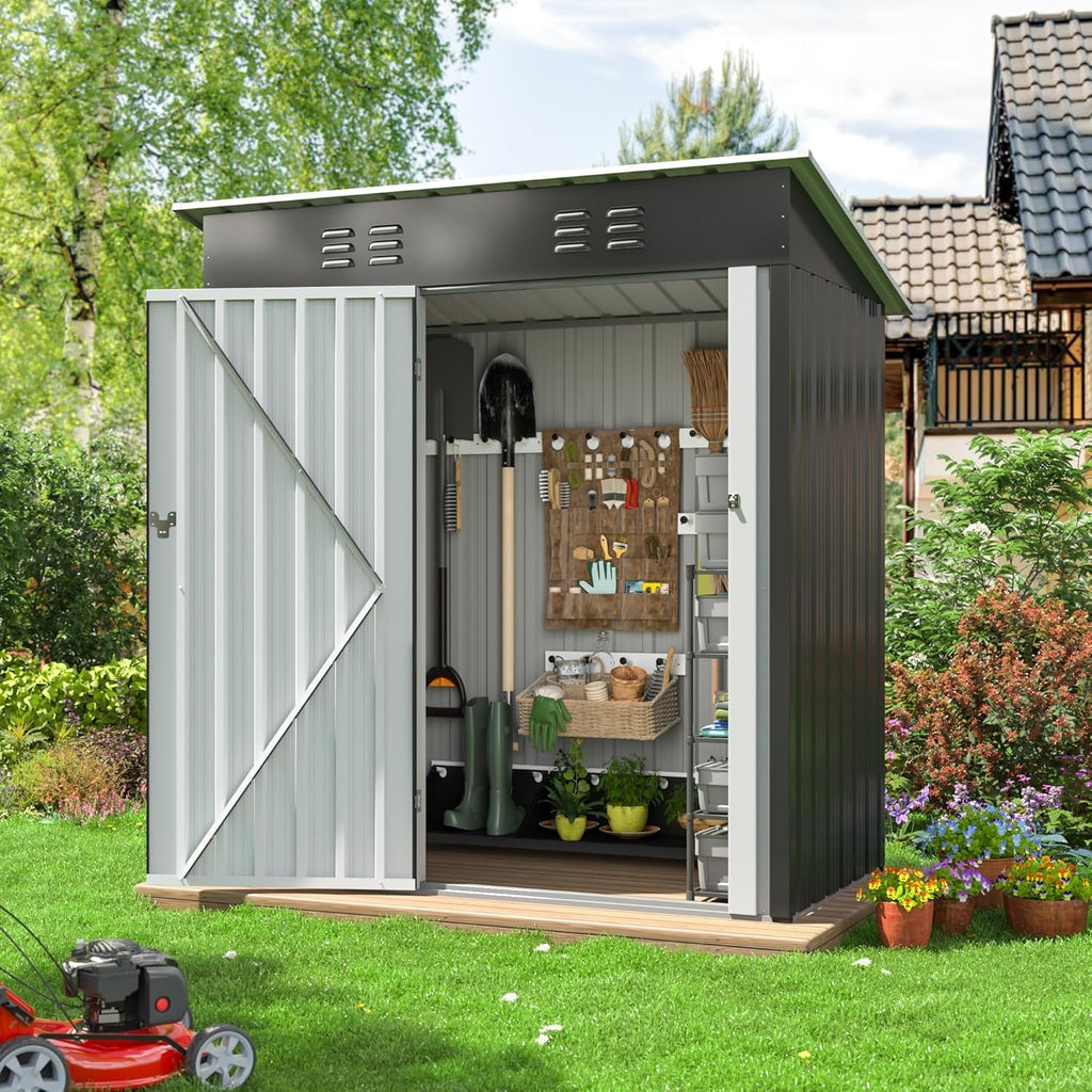 polar aurora 8x12 ft outdoor storage shed metal garden shed frame structure tool sheds