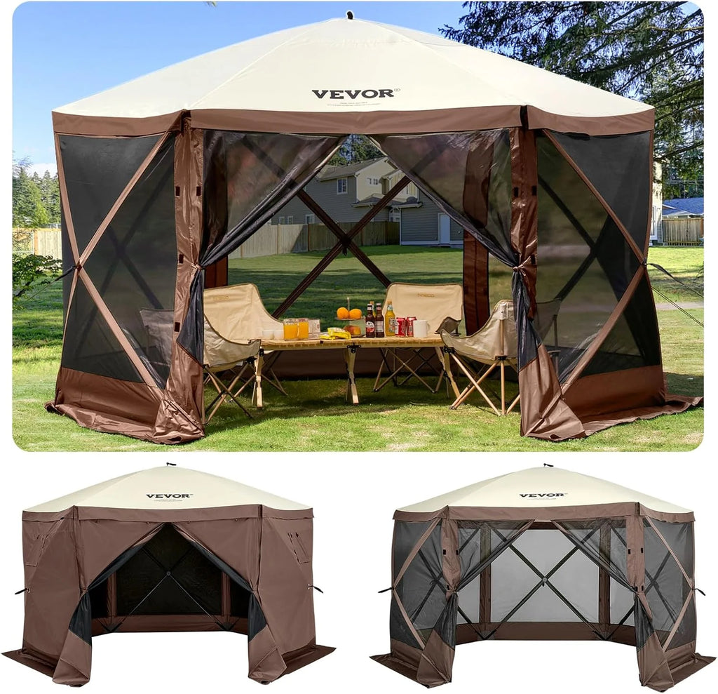 VEVOR 12x12ft Pop Up Gazebo Tent with Mosquito Netting, 6 Removable Wind Panels