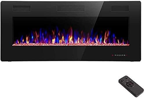 R.W.FLAME 60 Recessed and Wall Mounted Electric Fireplace, Low Noise