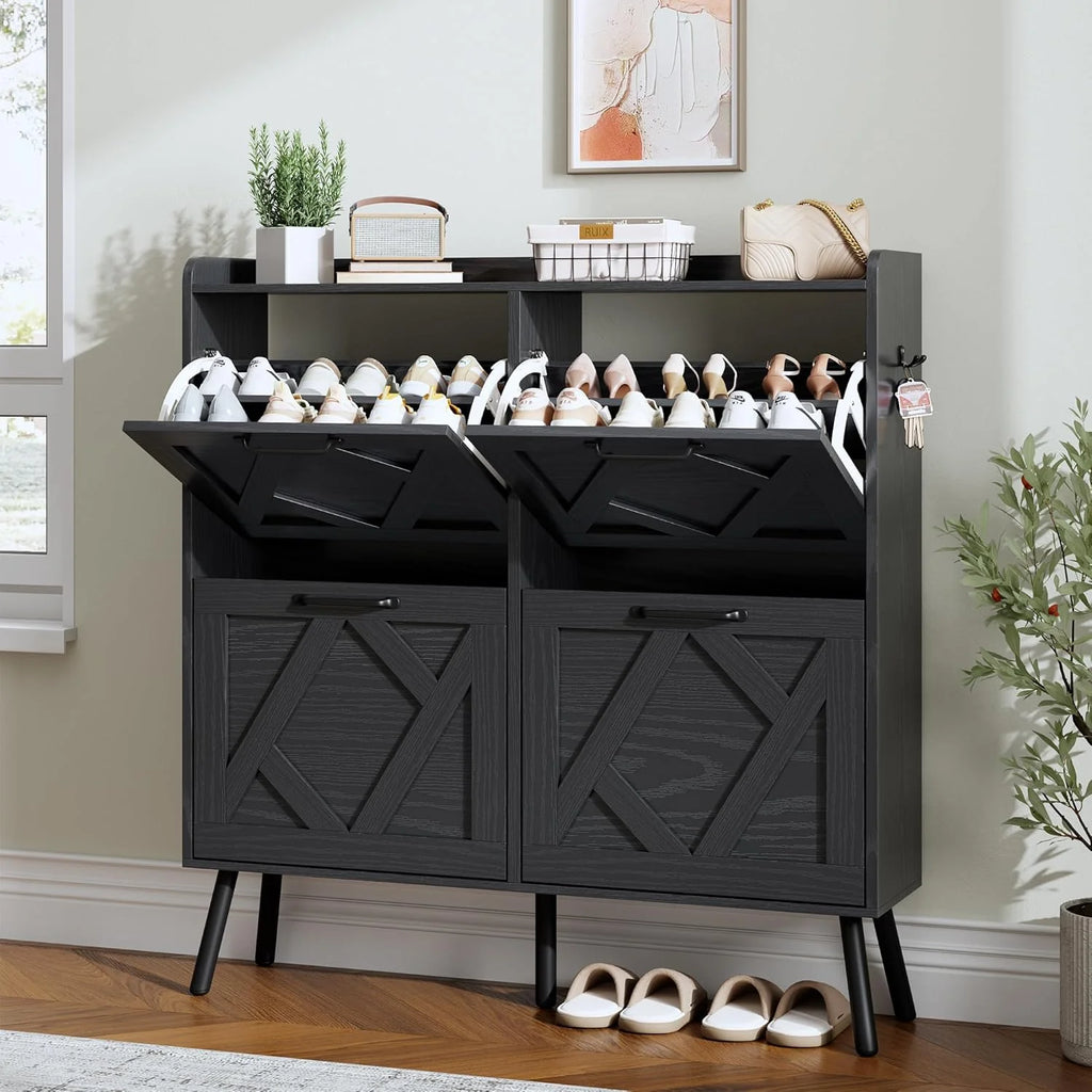 Nicetree Shoe Cabinet Freestanding Shoe Cabinet with 2 Reversible Drawers