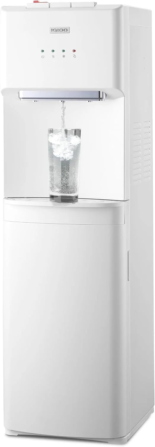 Igloo Top Loading Water Dispenser Hot and Cold Water Dispenser Black and Stainless Steel