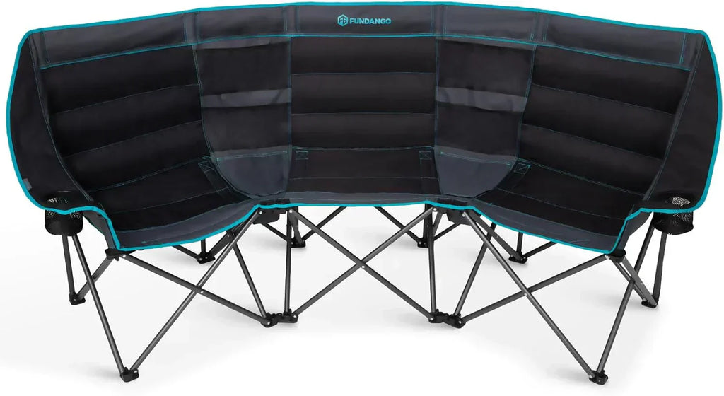 Double Camping Chair Cooler 3-Person Folding Extra Large Camping Chair 1000-Pound Capacity