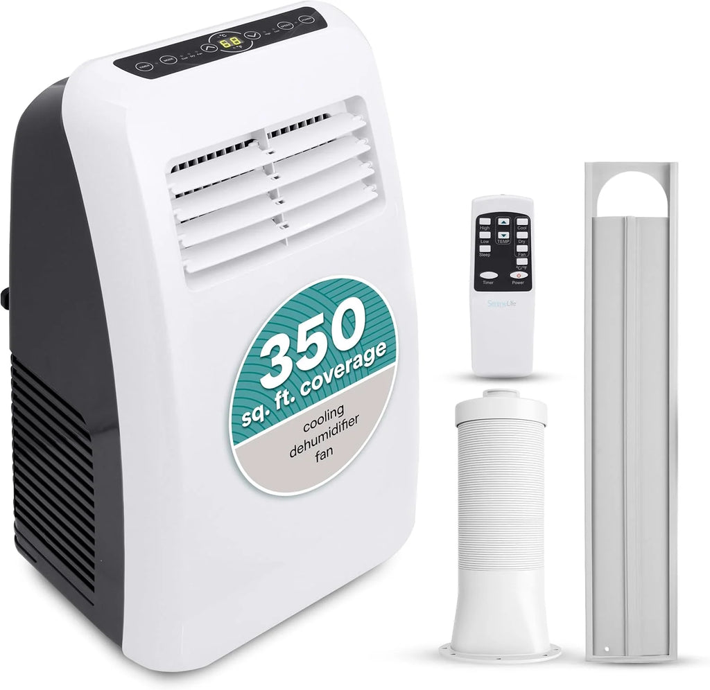 SereneLife Small Air Conditioner Portable 12,000 BTU with Built-in Dehumidifier - Portable AC Unit for Rooms up to 550 sq ft - Remote Control, Window Mount Exhaust Kit