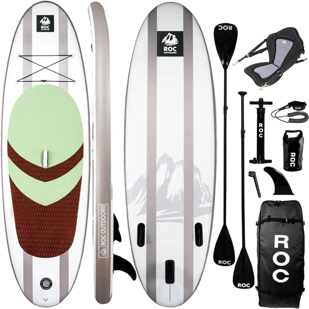 Roc Inflatable Stand Up Paddle Board with Premium SUP Paddle Board Accessories, Wide Stable Design