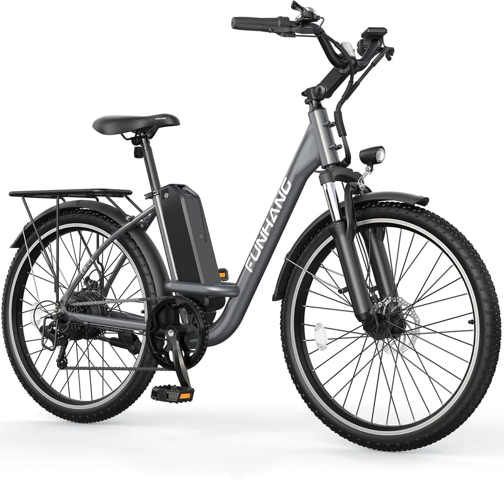 Funhang Electric Bike for Adults, 26 City Cruiser Ebike 21.7MPH 50 Miles Commuter Adult Electric Bicycles