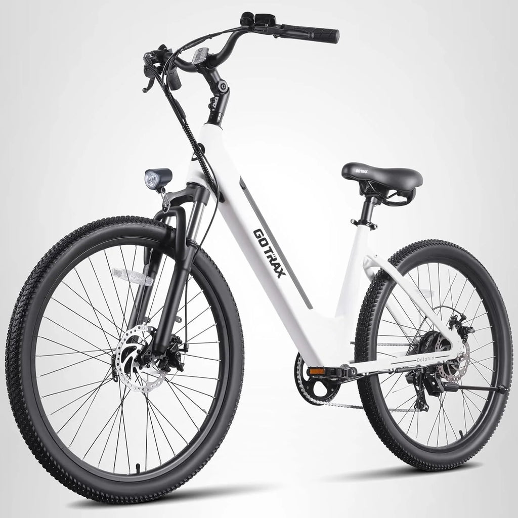 Gotrax Dolphin 26 Electric Bike Max Range 30 Miles vs 20Mph Power by Peak 500W