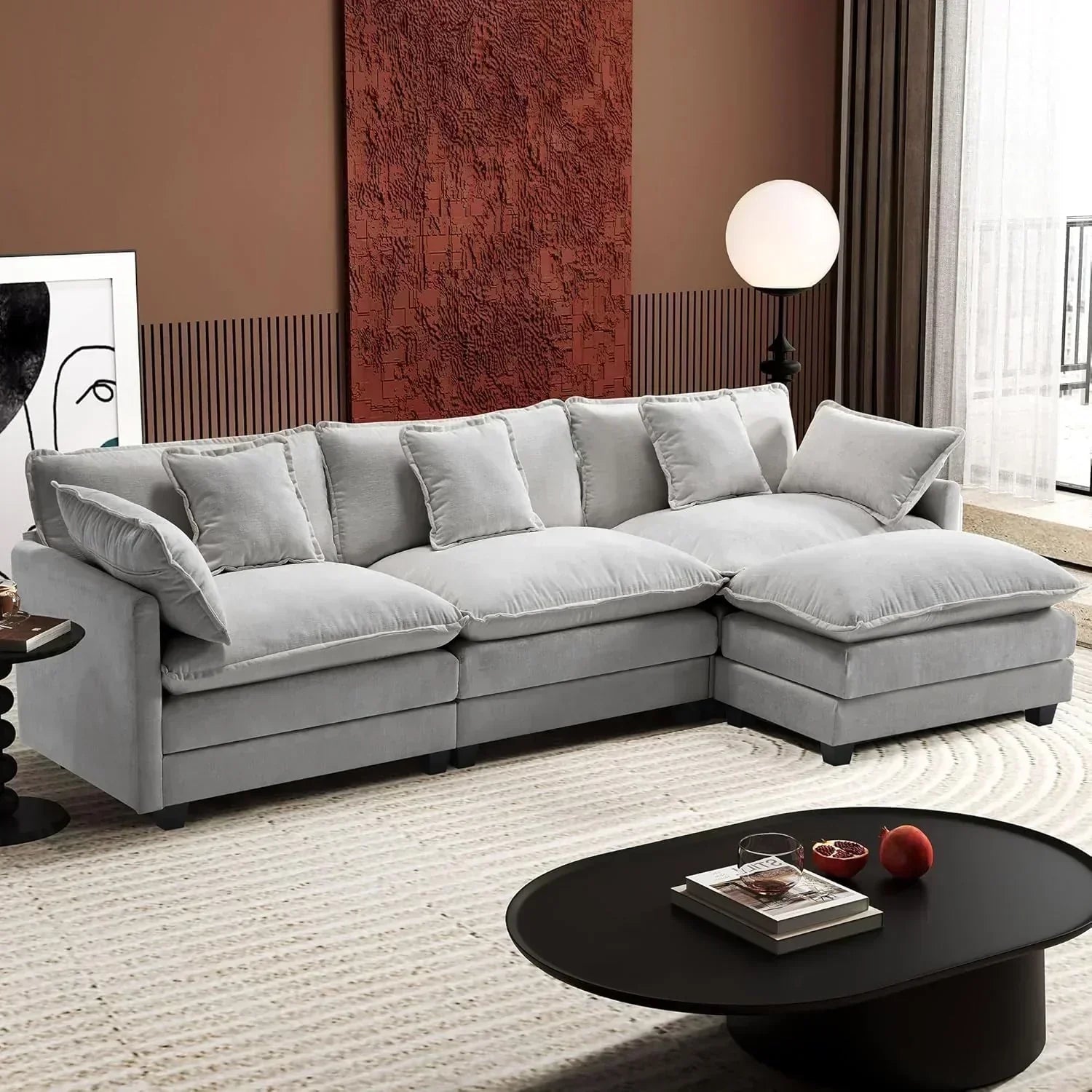 ihanherry 146-inch U-shaped modern sofa modular area cloud sofa