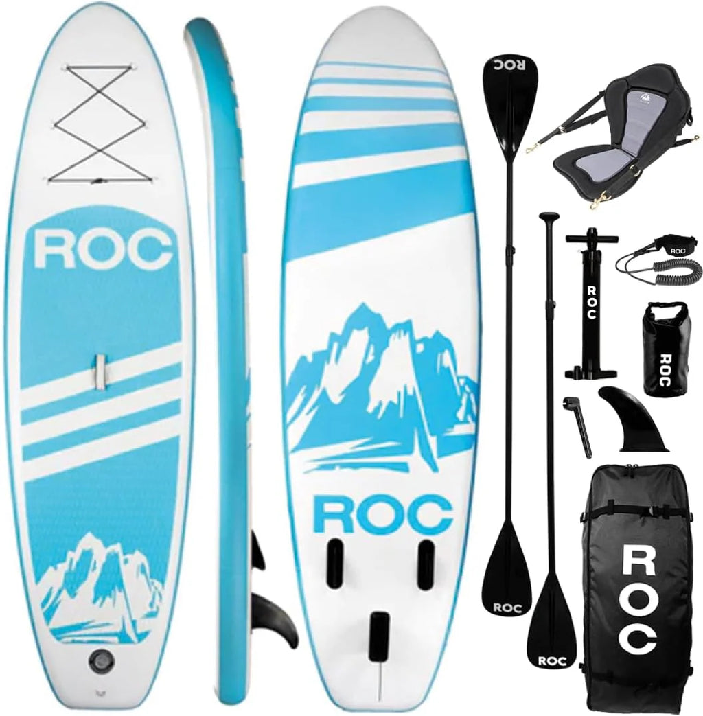 Roc Inflatable Stand Up Paddle Board with Premium SUP Paddle Board Accessories