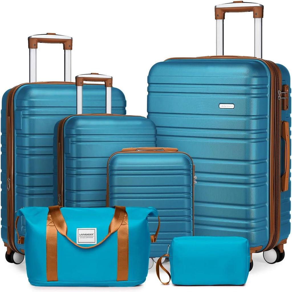 6-piece luggage set, expandable hardshell suitcase set with spinner wheels, lightweight rolling luggage set