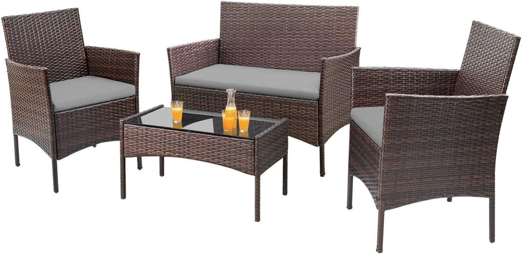 Homall 4-piece outdoor patio furniture set rattan chair wicker set