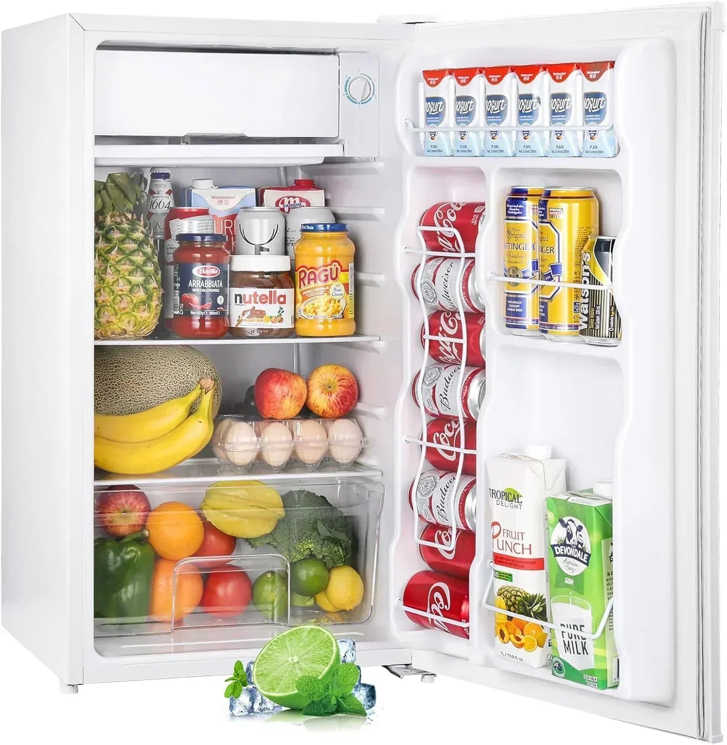 Upstreman 3.2 Cu.Ft Mini Fridge Freezer Single Door Fridge Dorm Fridge Adjustable Thermostat