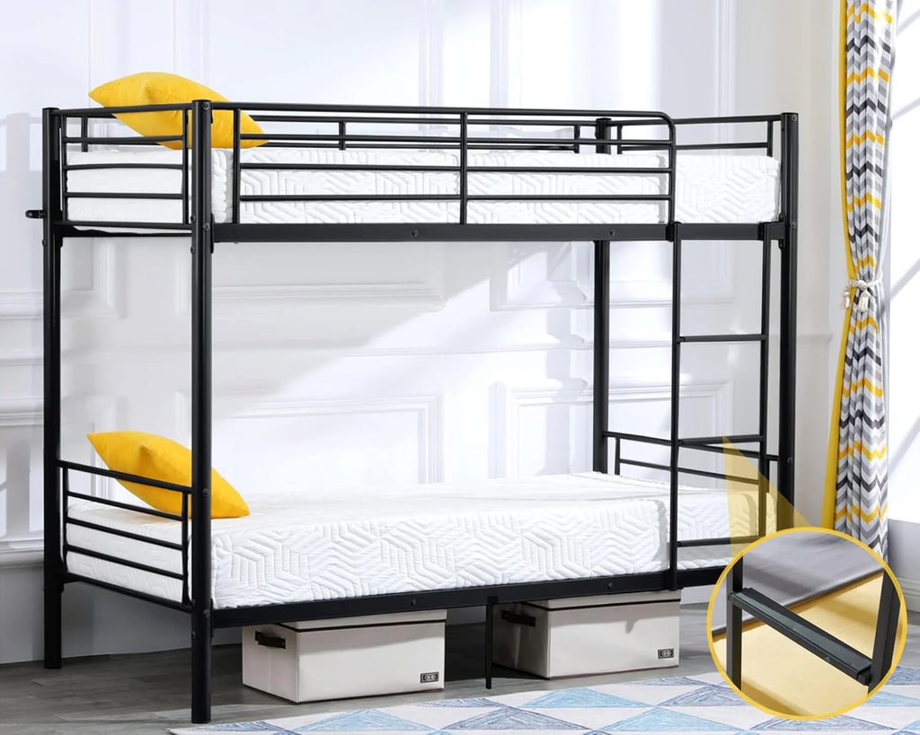 Bonnlo Bunk Bed Twin Over Twin for Kids/Teens/Adults Heavy Duty 2 Decker Bed with Flat Ladder