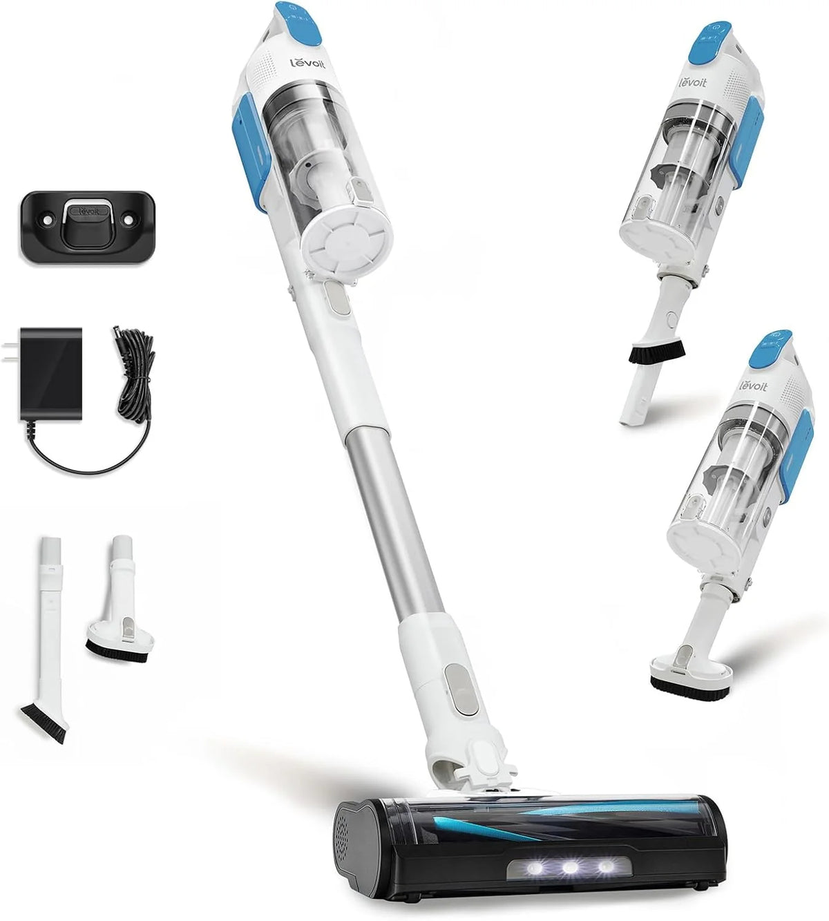 LEVOIT Cordless Vacuum Cleaner with HEPA Filter, Stick Vac with Tangle-Resistant Design, Up to 60 Mins, Powerful Suction, Lightweight, Mini Motorized Brush, for Carpet, Hard Floor, Pet Hair, LVAC-300