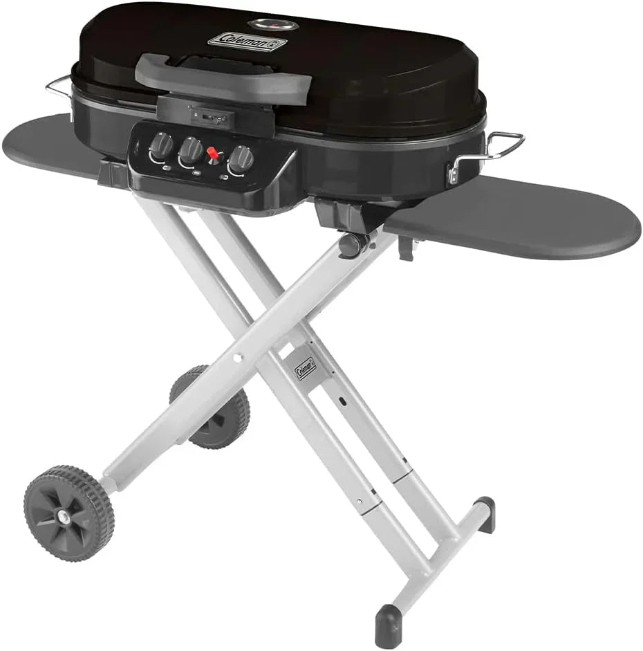 RoadTrip 285 Portable Stand-Up Propane Grill with 3 Adjustable Burners Instastart Ignition 20,000 BTUs