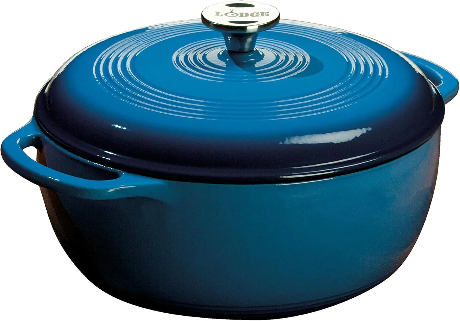 Lodge Essential Enamel Cast Iron Dutch Oven - Perfect for Bread Baking, Braising, Marinating & Slow Cooking - Features Moisture-Sealing Lid & Dual Handles - Kitchen Essentials - 6 Quarts - Caribbean Blue