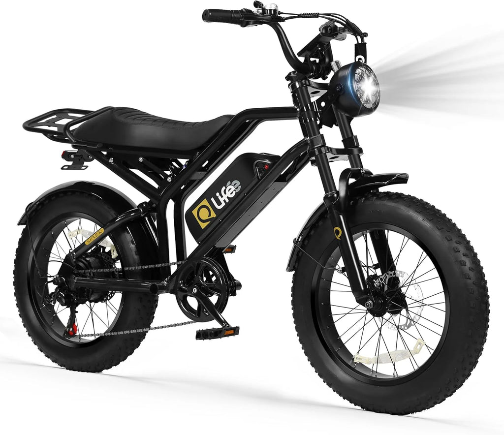 Qlife Electric Bike for Adults/Teens Spark-1500W Peak Motor 20 Fat Tires 28MPH(Unlock to 35MPH) Dirt Bike