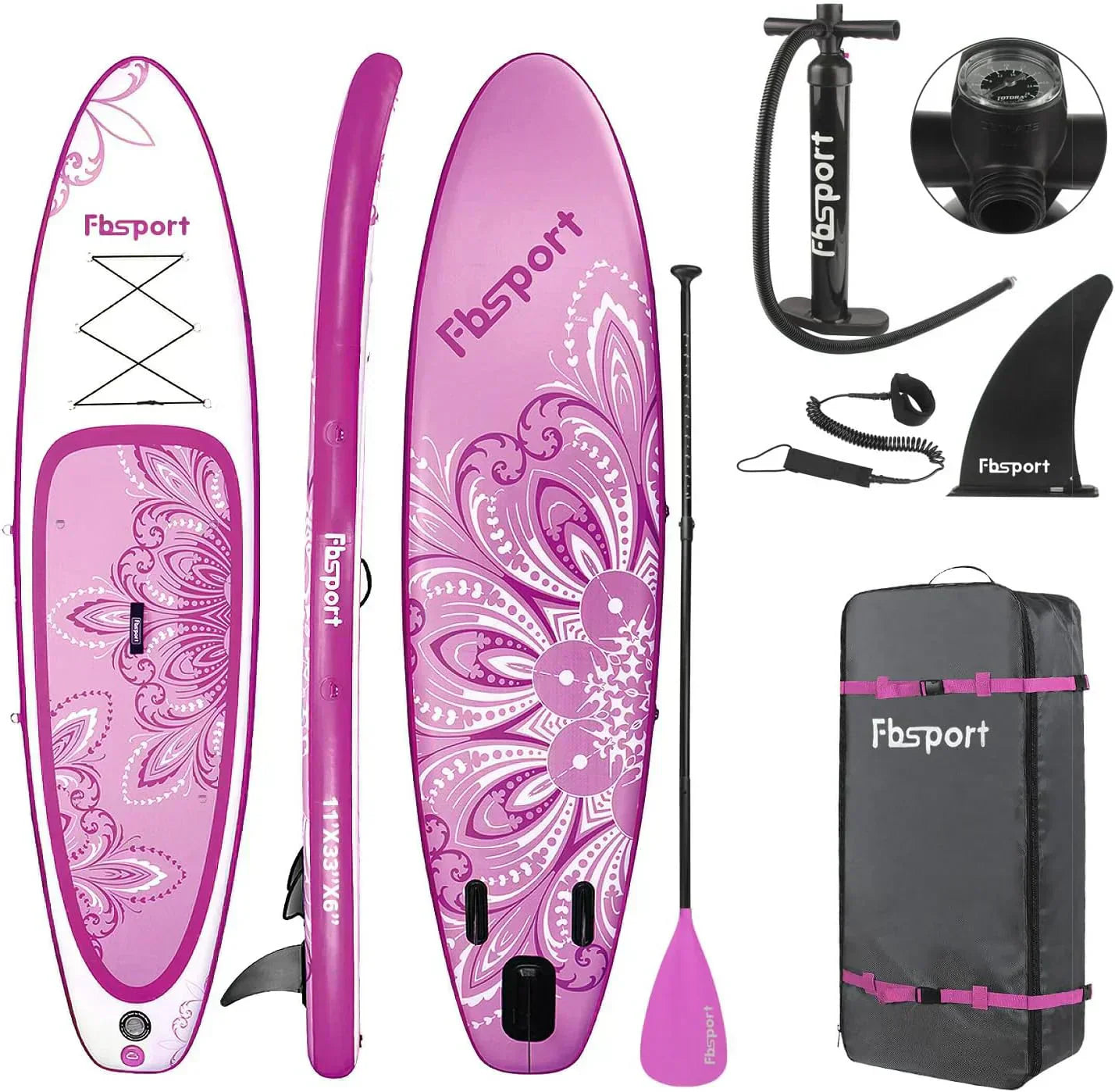 FBSPORT 11' Premium Stand Up Paddle Board Yoga Board with Durable SUP Accessories Carry Bag