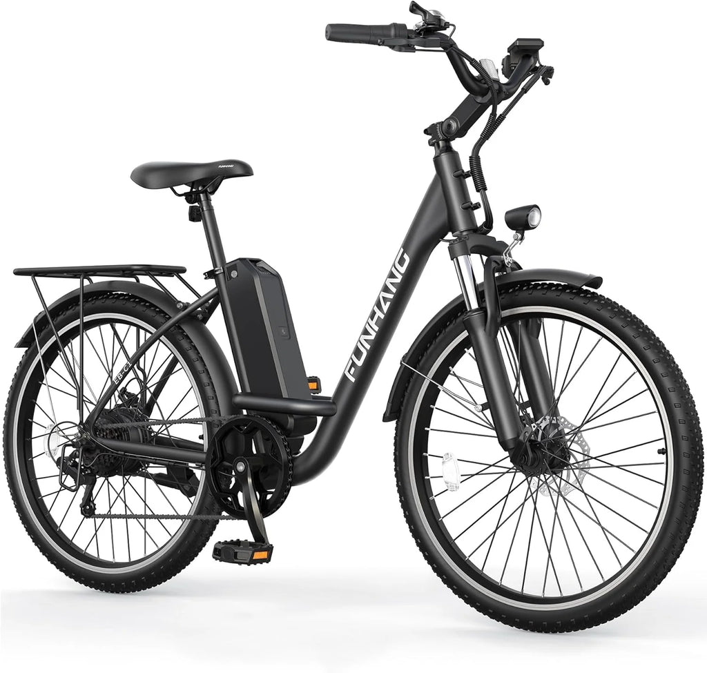 Funhang Electric Bike for Adults, 26 City Cruiser Ebike 21.7MPH 50 Miles Commuter Adult Electric Bicycles