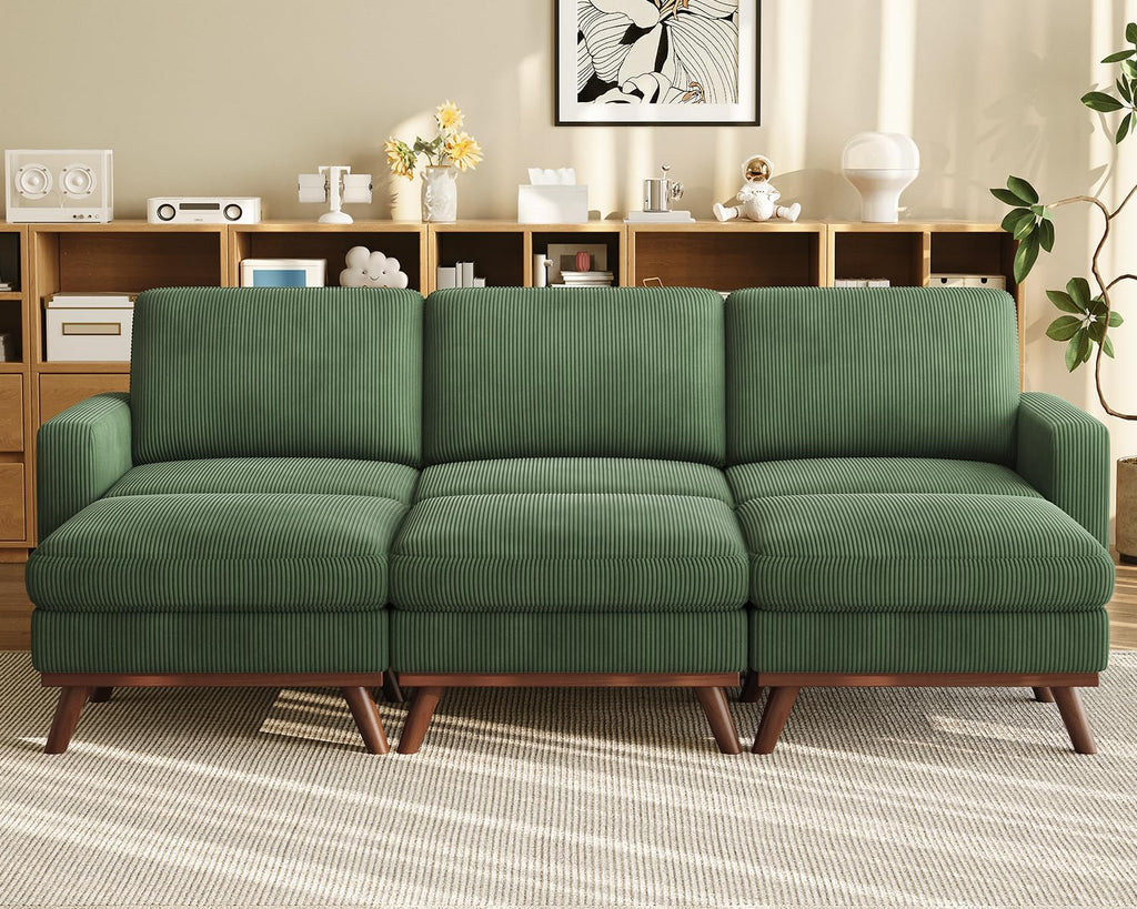 Vesgantti 68 Loveseat Sofa - Green, Comfy Corduroy with Spring Cushion, Solid Wood Frame, Modern Deep Seat, Bedroom & Living Room, Office Couch
