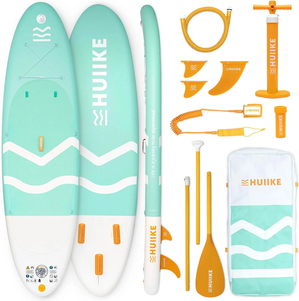 HUIIKE Inflatable Paddle Board for Adults with Accessories Included, Oar, Fins, Pump. Stand Up Paddleboard