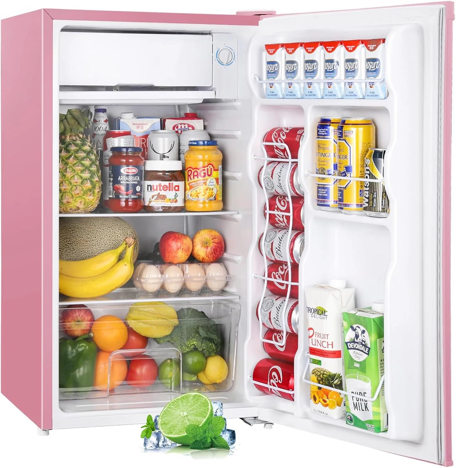 Upstreman 3.2 Cu.Ft Mini Fridge with Freezer, Single Door Mini Fridge, Dorm Fridge, Adjustable Thermostat, Mini Refrigerator