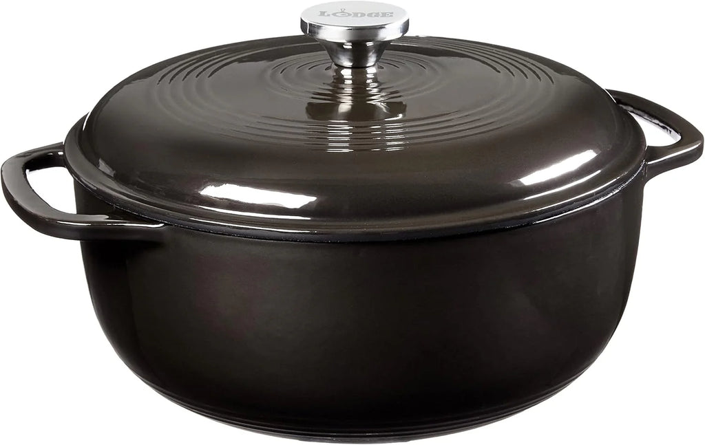 Lodge Essential Enamel Cast Iron Dutch Oven - Perfect for Bread Baking, Braising, Marinating & Slow Cooking - Features Moisture-Sealing Lid & Dual Handles - Kitchen Essentials - 6 Quarts - Caribbean Blue