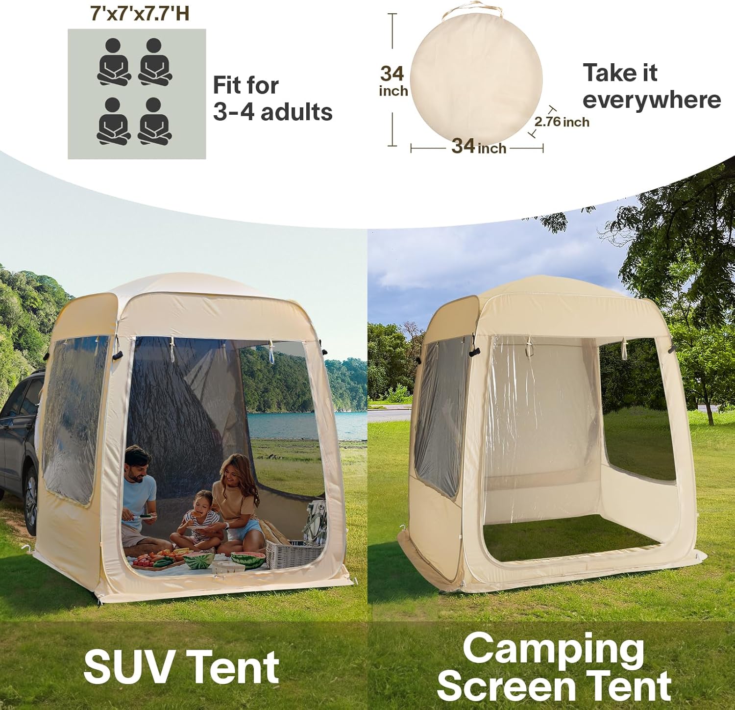 Alvantor Screen House Gazebo Pop Up Igloo Screened Canopy Tent with Mosquito Netting Sides