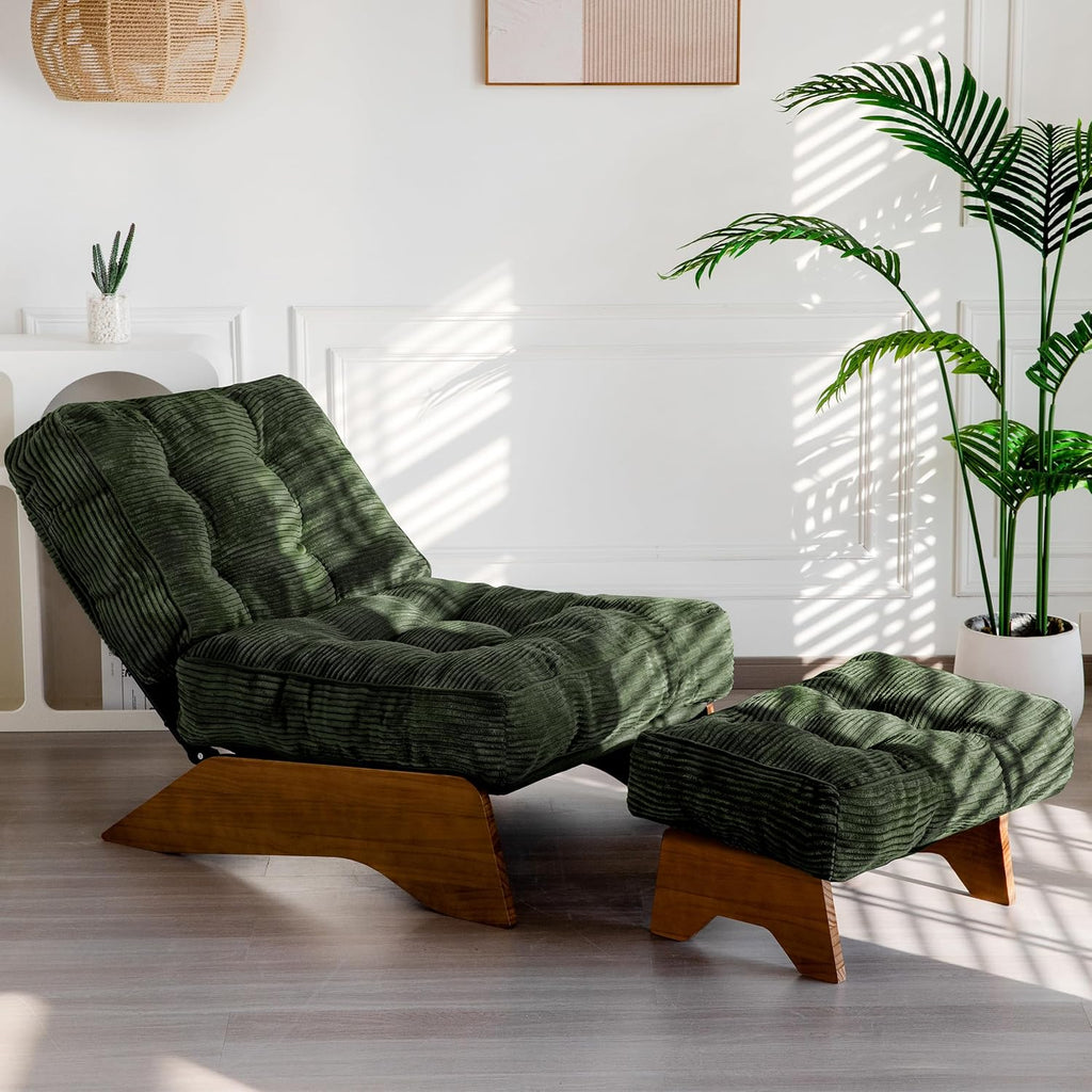 MAXYOYO Accent Chair with Ottoman Adjustable Backrest Tufted Chair Upholstered Lounge Chair