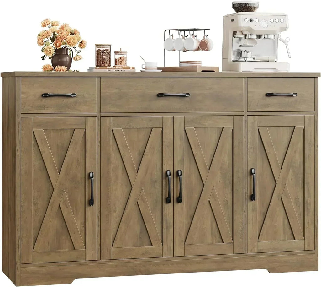 Sideboard with drawers large 55-inch sideboard modern farmhouse wood kitchen dining table