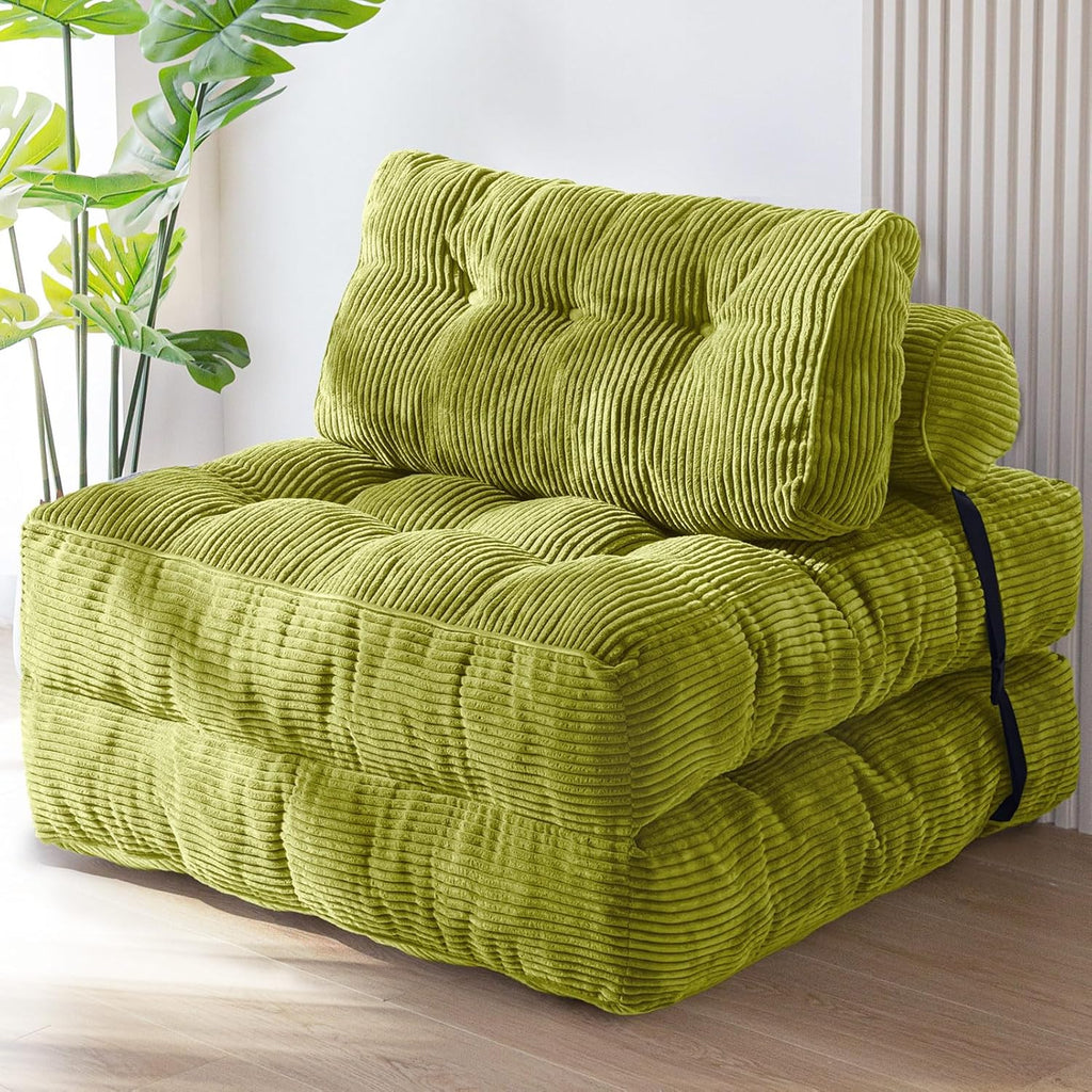 MAXYOYO Folding Sofa Bed Convertible Sleeper Chair with Pillow Foldable Mattress with Back Support