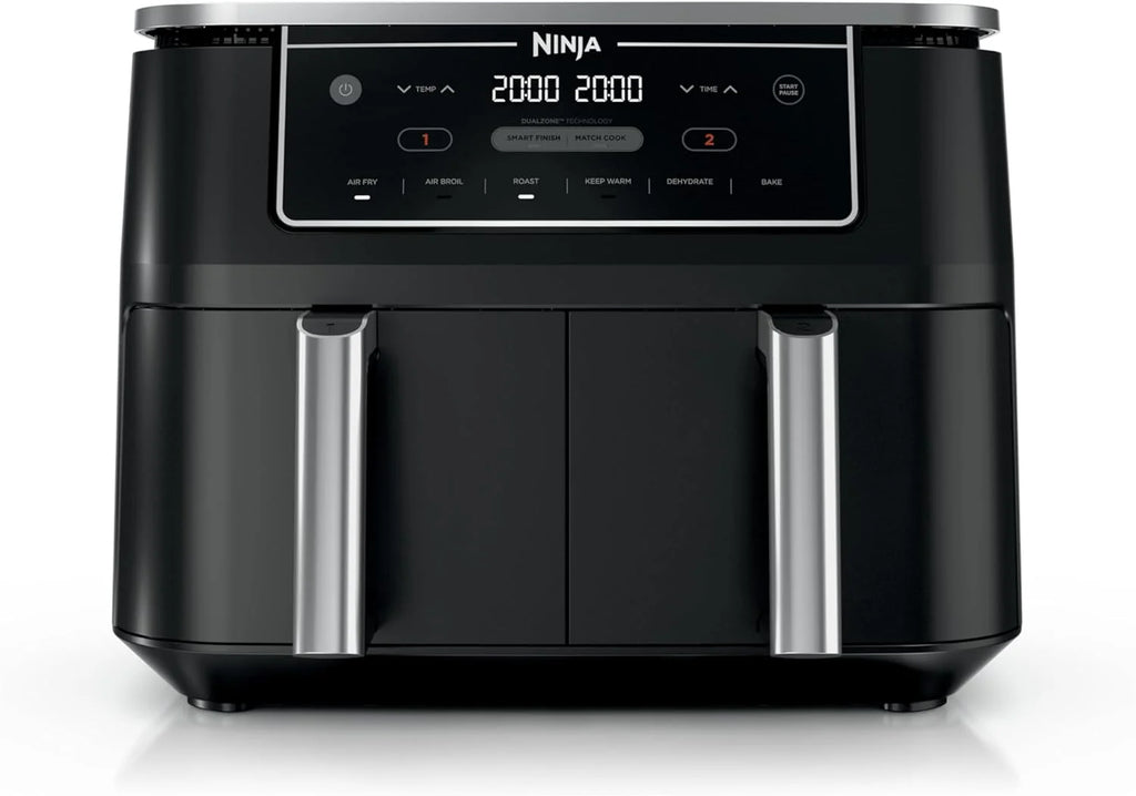 Ninja Foodi 10QT 6-in-1 DualZone Smart XL Air Fryer, 2 Independent 5QT Baskets, Smart Cook Thermometer, Match Cook, Smart Finish, Air Fry, Roast, Bake, Dehydrate, Reheat, Grey, DZ550