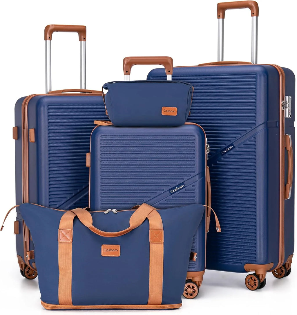 5-Piece Luggage Set with Spinner Wheels, Hard-Shell ABS Luggage Set with Tsa Lock, Lightweight Hard-Shell Waterproof Travel Case, Unisex, Gray