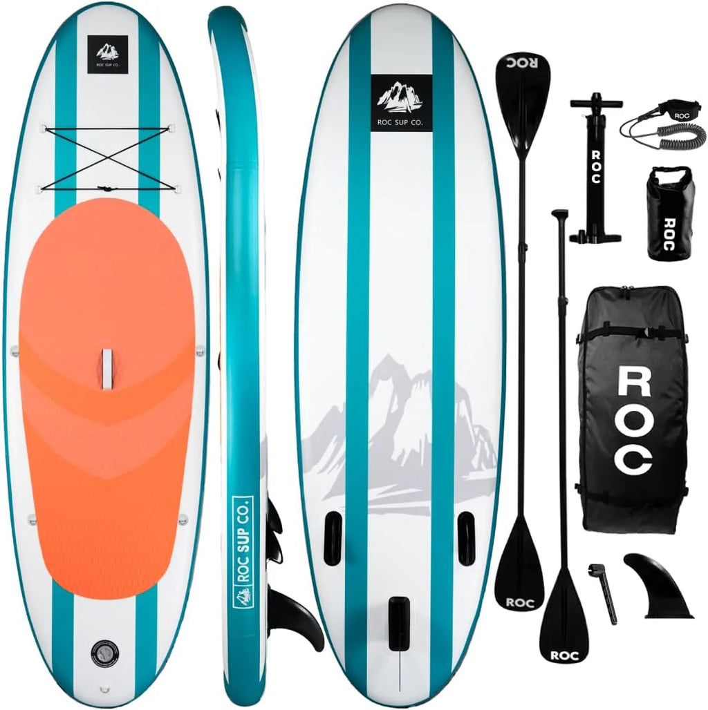 Roc Inflatable Stand Up Paddle Board with Premium SUP Paddle Board Accessories
