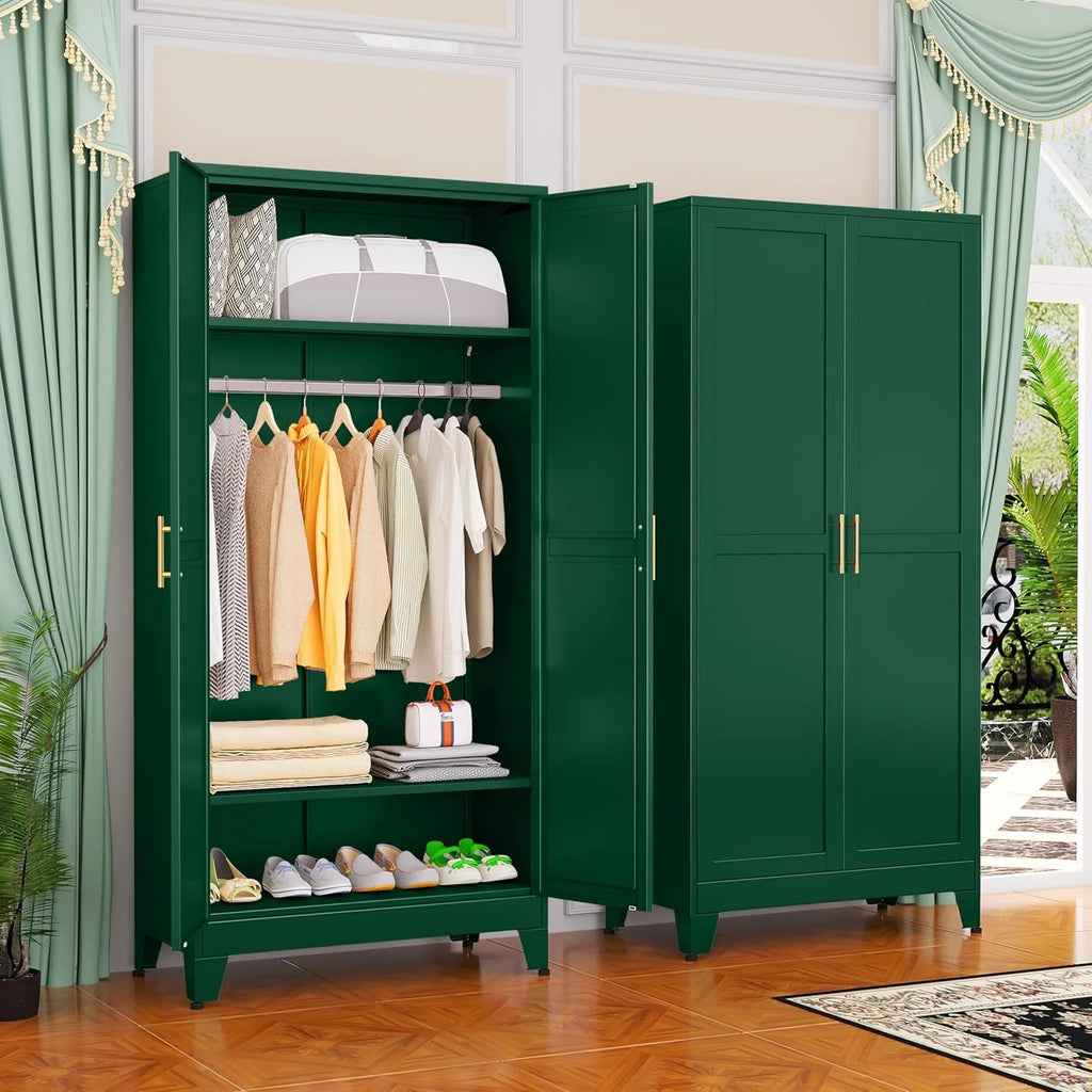 Steel Armoire Wardrobe Closet, 71 Metal Clothing Storage Cabinets