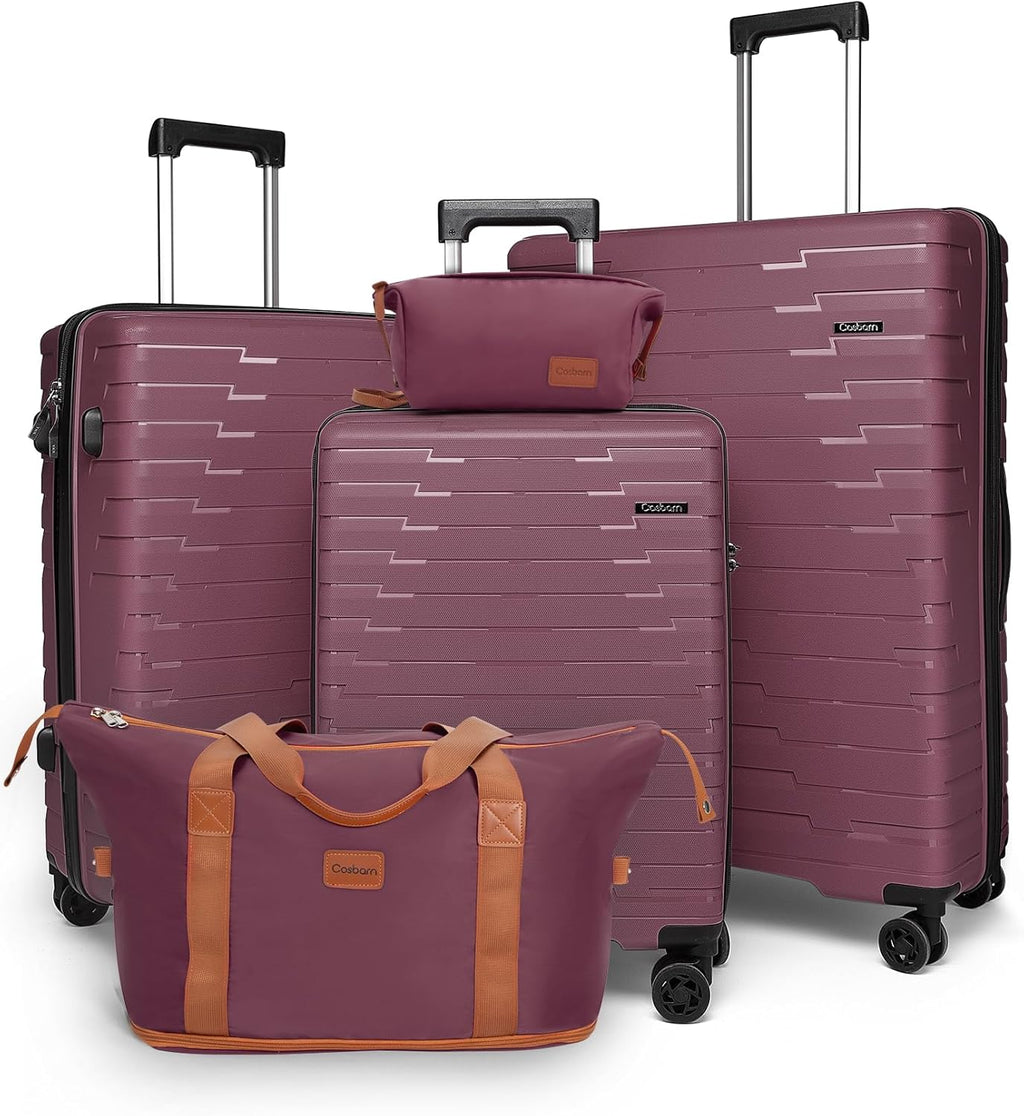 5-piece luggage set with wheels, ABS hardshell suitcase with spinner wheels