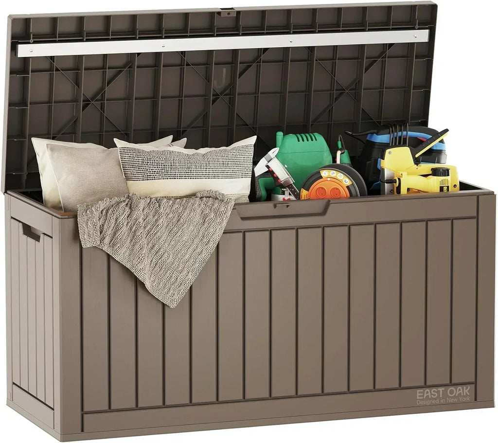 EAST OAK Outdoor Storage Box 60 Gallon Deck Box Indoor and Outdoor Use Waterproof Resin Storage