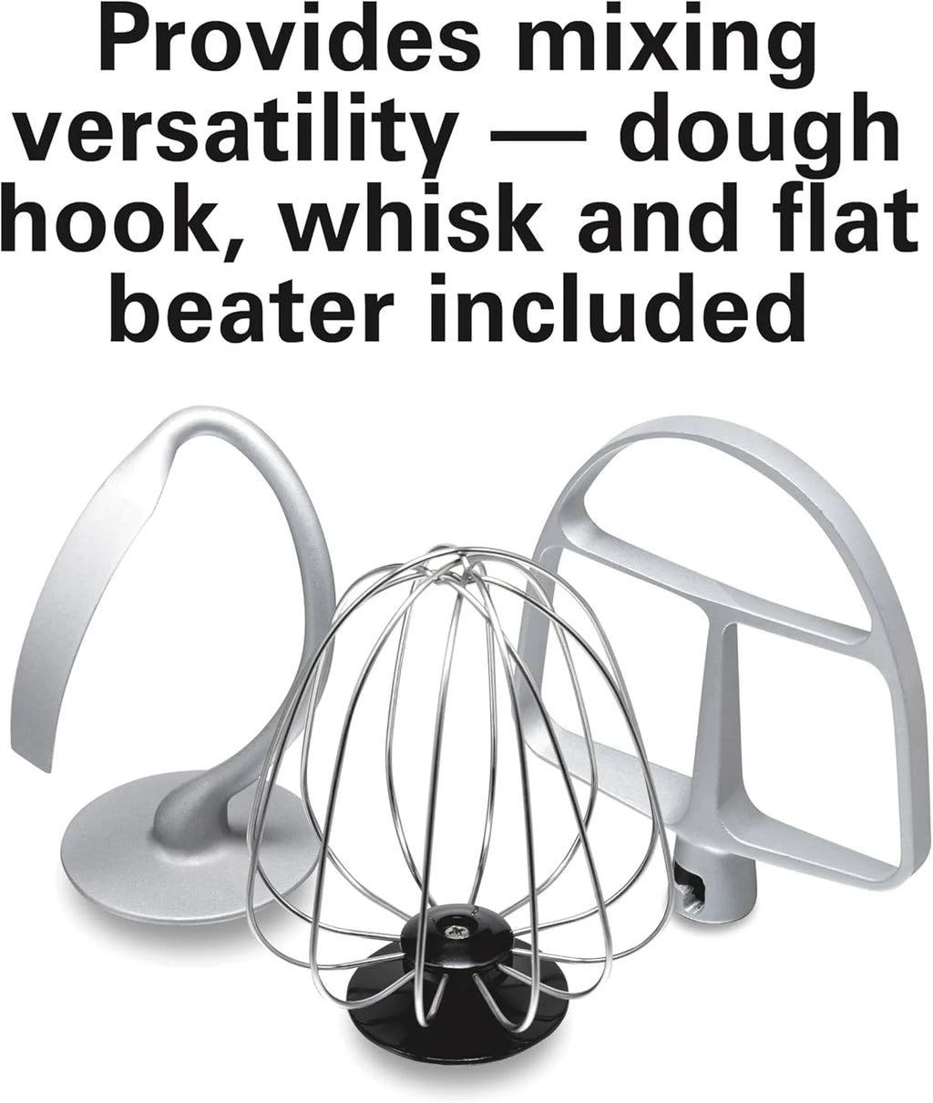 Hamilton Beach Electric Stand Mixer, 4 Quarts, Dough Hook, Flat Beater Attachments, Splash Guard 7 Speeds with Whisk, Black