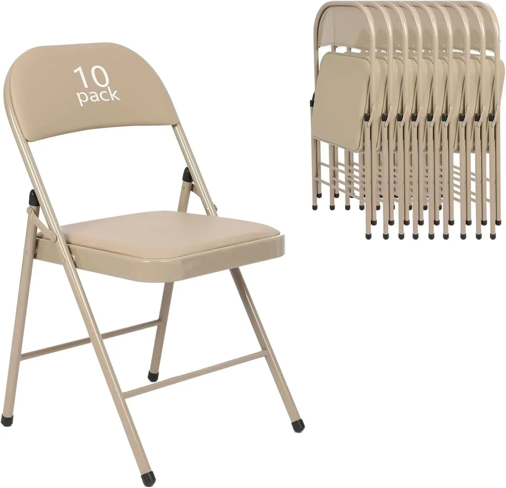 6 Pack Black Folding Chairs with Leather Chairs Events Office Wedding Party Upholstered Chairs