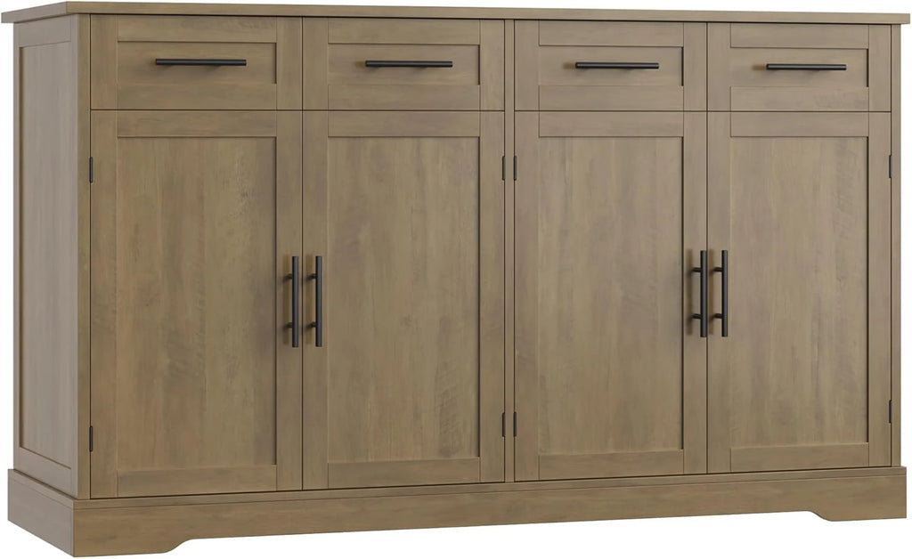 HOSTACK 60 Large Buffet Sideboard with Storage 36 Tall Kitchen Buffet Storage Cabinet 4 Drawer