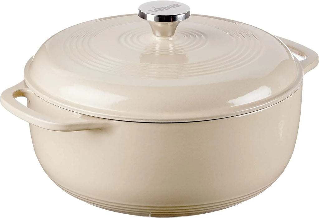 Lodge Essential Enamel Cast Iron Dutch Oven - Perfect for Bread Baking, Braising, Marinating & Slow Cooking - Features Moisture-Sealing Lid & Dual Handles - Kitchen Essentials - 6 Quarts - Island Spice Red