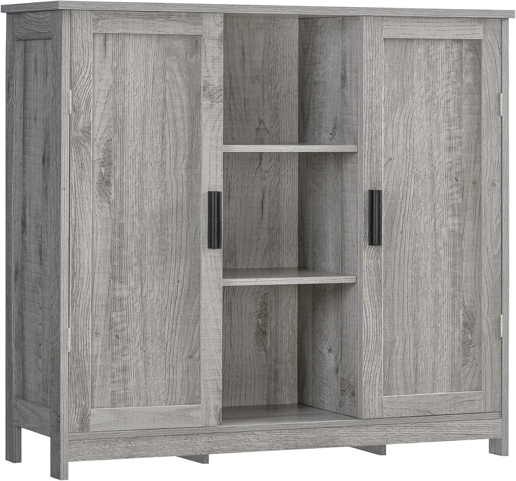 Iwell Storage Cabinet with 2 Drawers & Adjustable Shelves, Cupboard, Floor Cabinet