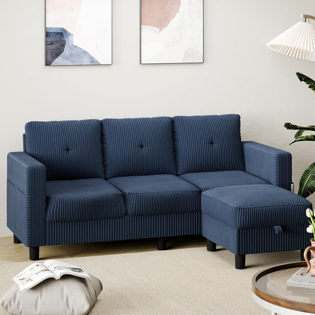 Shintenchi 76 Modern Upholstered Sectional Sofa, L-Shaped Couch