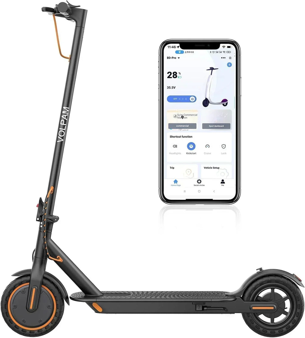 Volpam electric scooter Powerful electric motor Solid tires 28/21/12 mile range