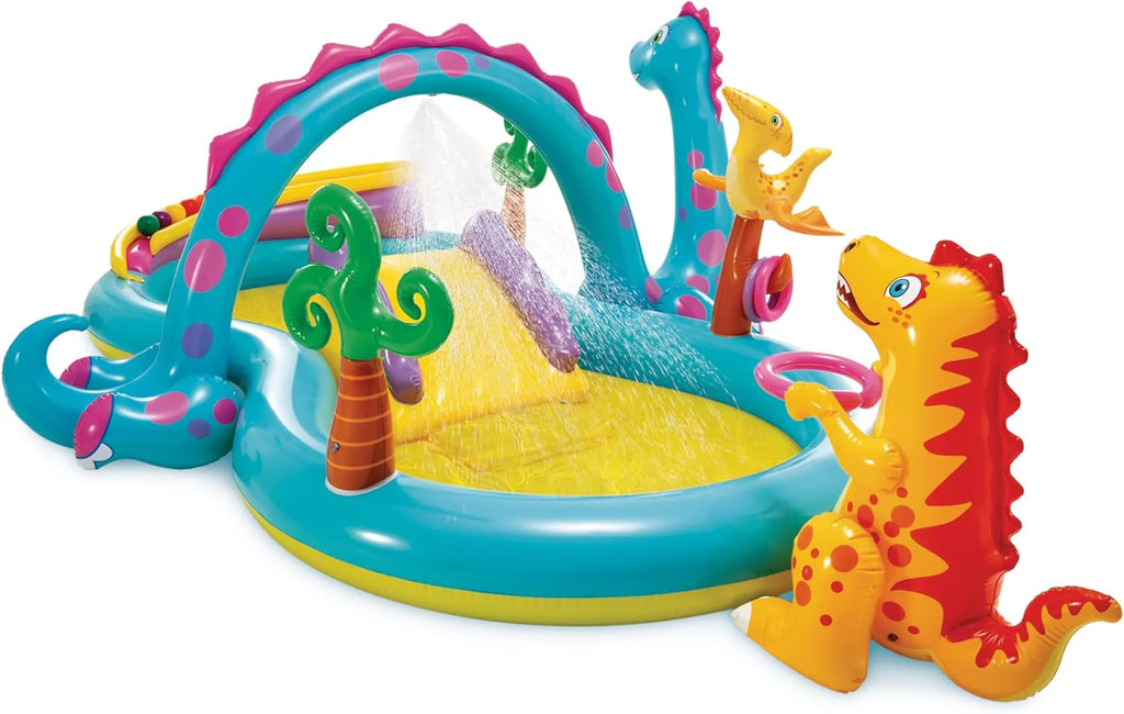 Intex 96 x 78 x 28 Inflatable Jungle Adventure Play Center Spray Kiddie Pool - Backyard Kids Water Slide, Outdoor Blow-Up Splash Pad for Toddlers